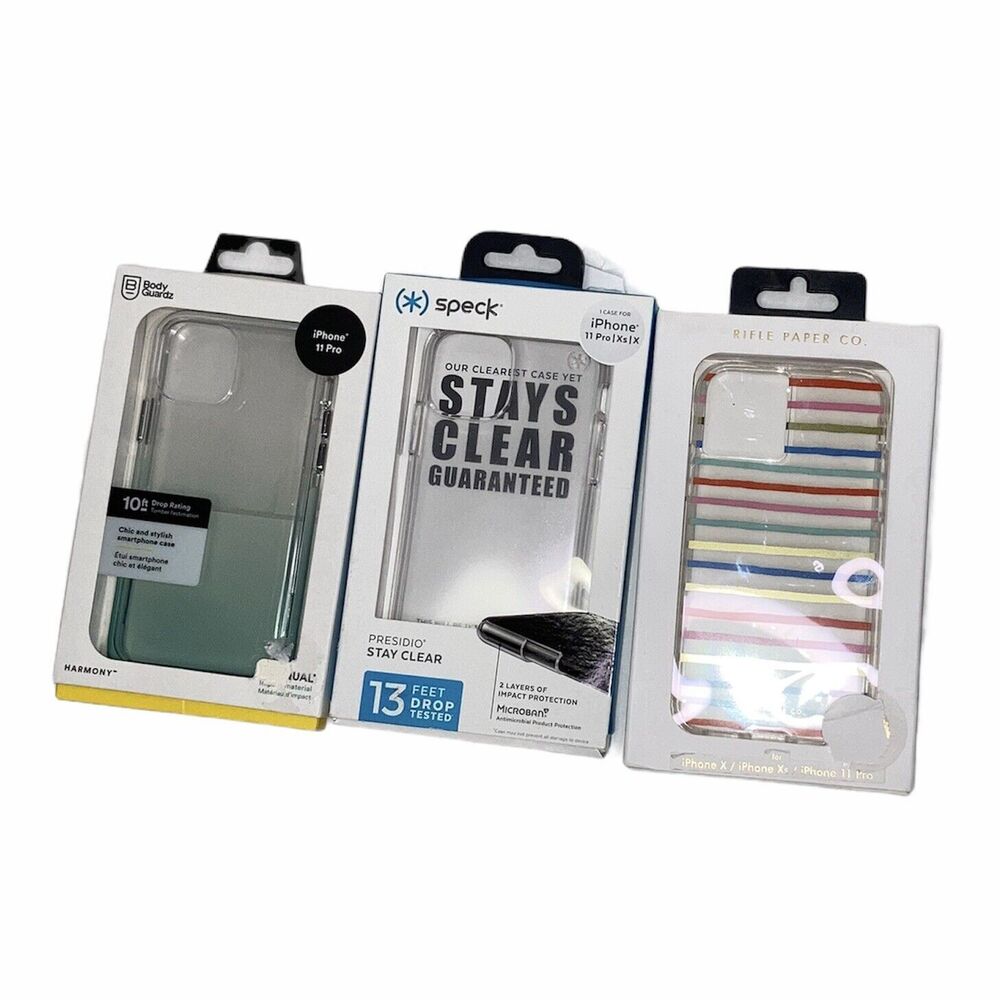 LOT OF 3 iPHONE 11 Clear PROTECTIVE CASES. 1 SPECK, 1 Rifle Paper, 1 Body Guardz